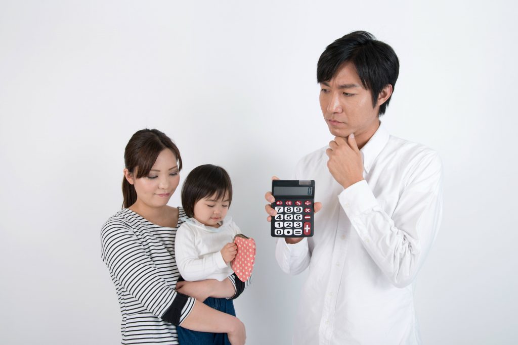 Father with calculator